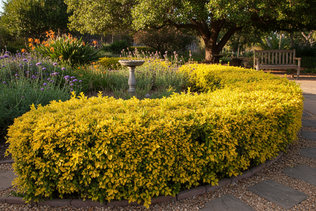 Durantha Compact Yellow garden hedge lifestyle shot