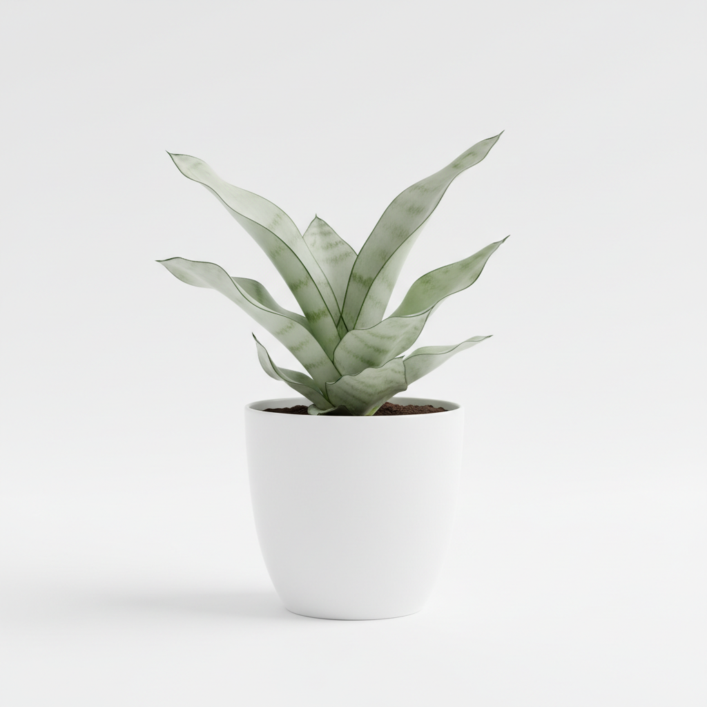 Sansevieria Moonshine Silver in white pot