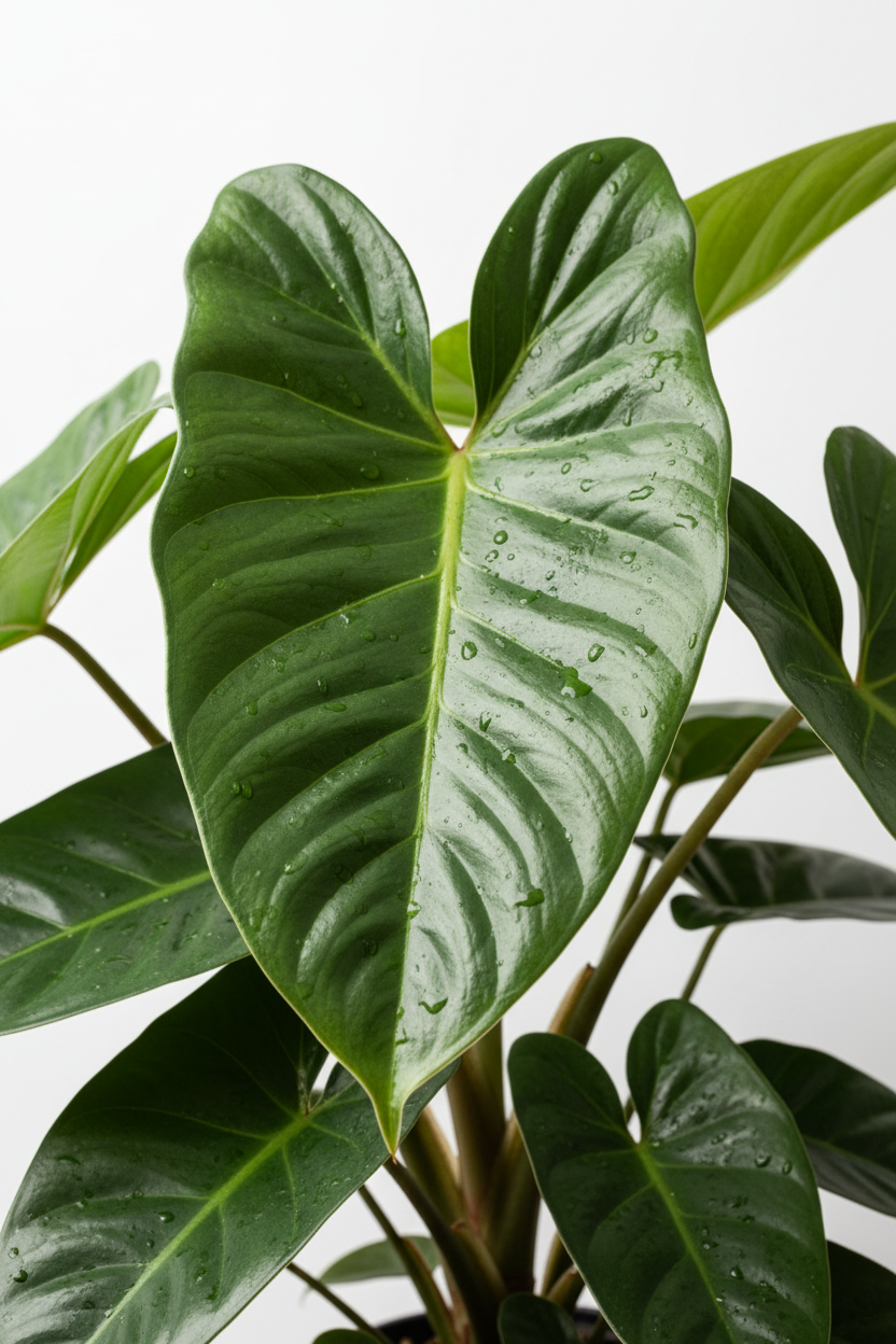 Homalomena Emerald glossy leaf close-up