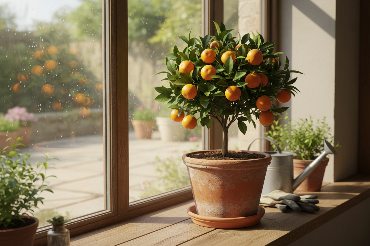 Citrus Mini Me Orange on sunny windowsill lifestyle shot