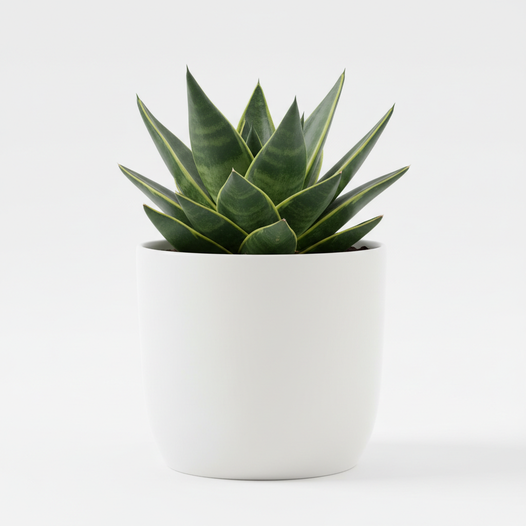 Sansevieria Hahnii Green in white pot
